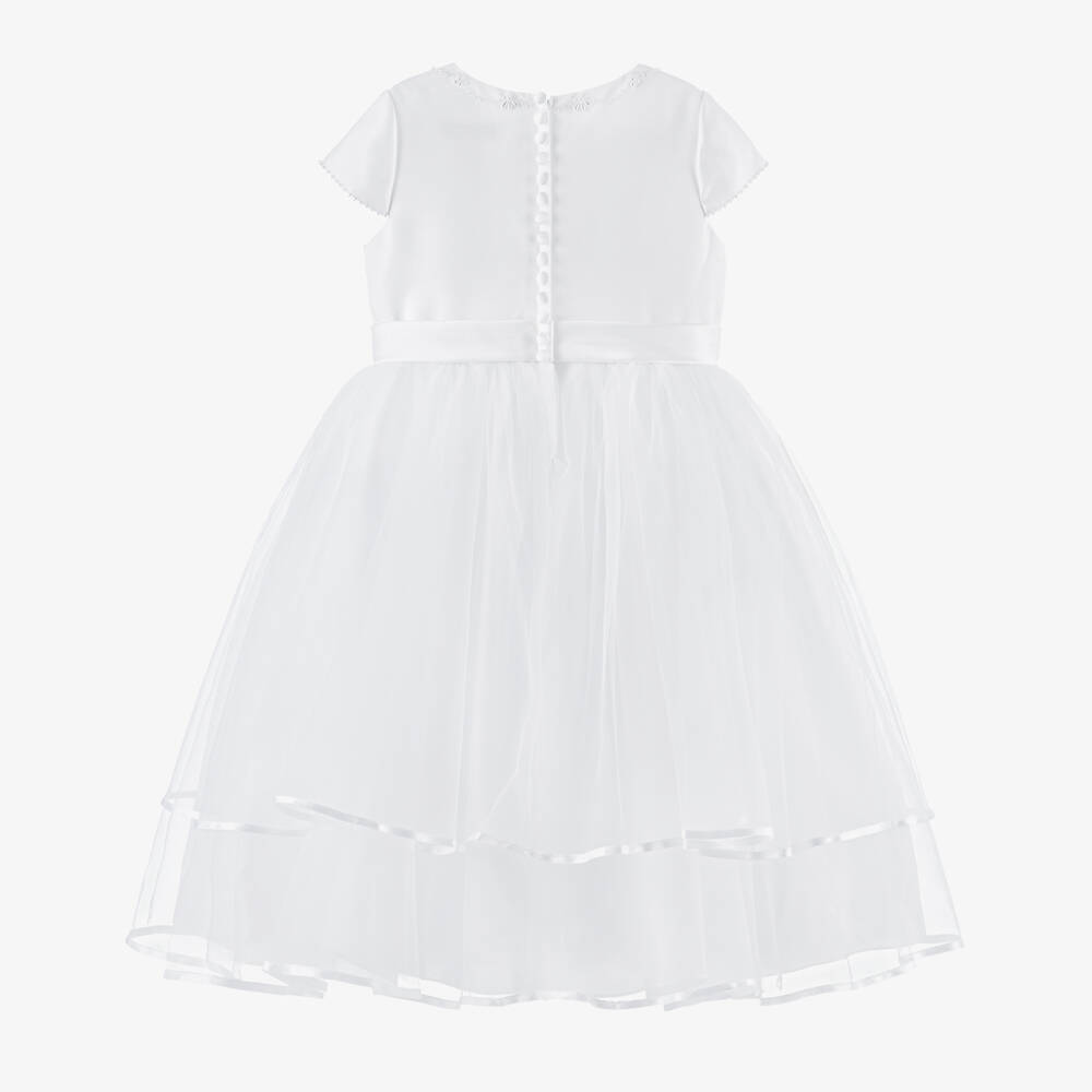 Sarah Louise-Girls White Satin & Tulle Embellished Dress | Childrensalon Outlet