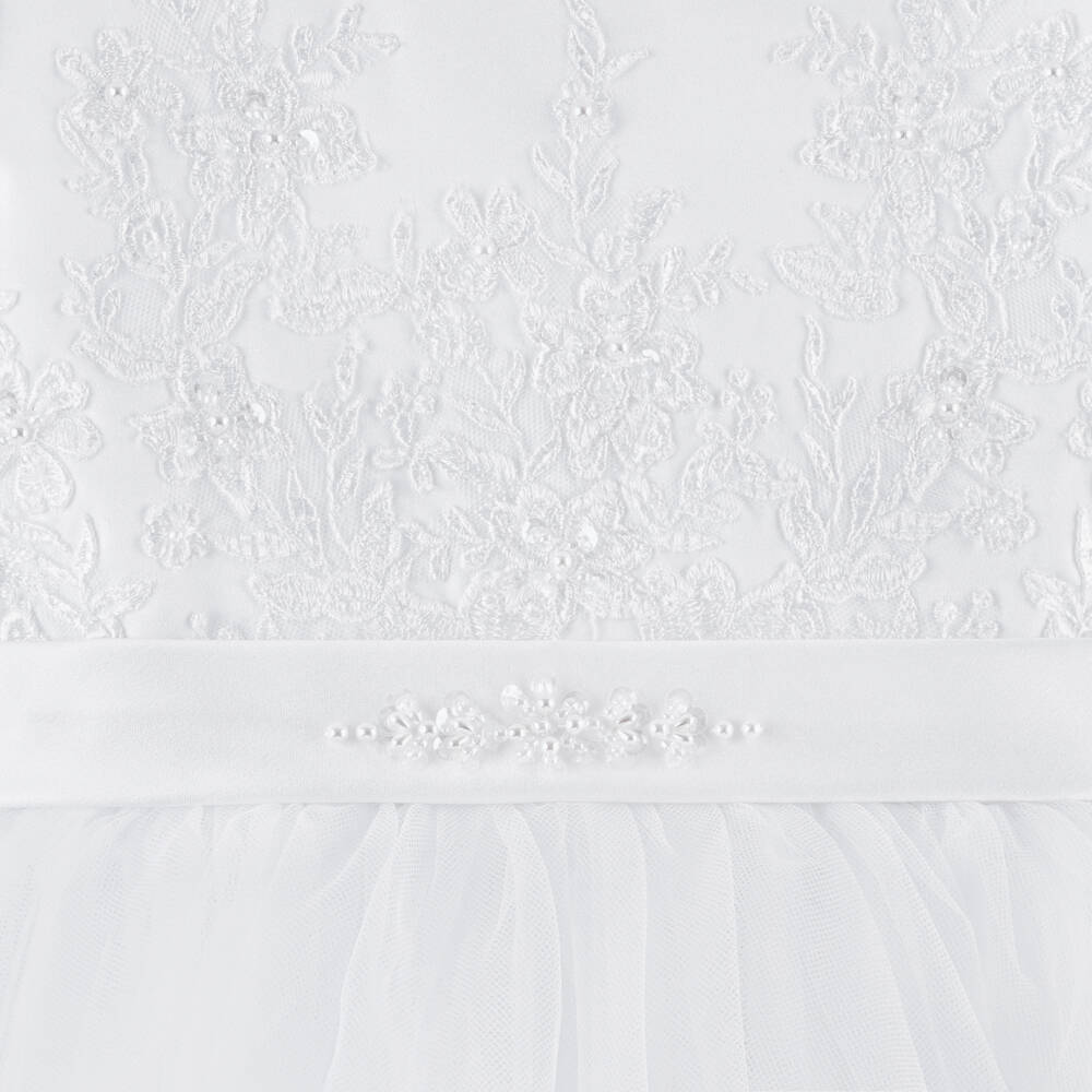 Sarah Louise-Girls White Satin & Tulle Embellished Dress | Childrensalon Outlet