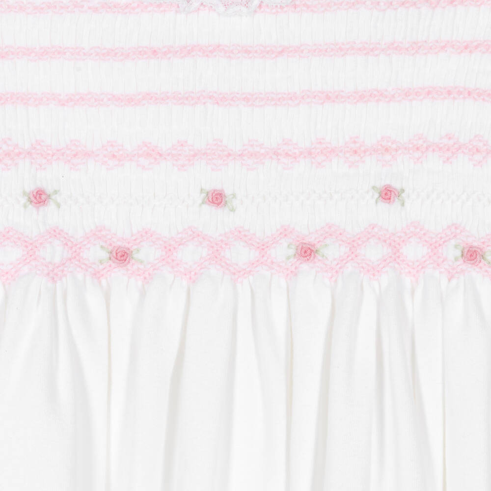 Sarah Louise-Girls White Smocked Cotton Dress  | Childrensalon Outlet