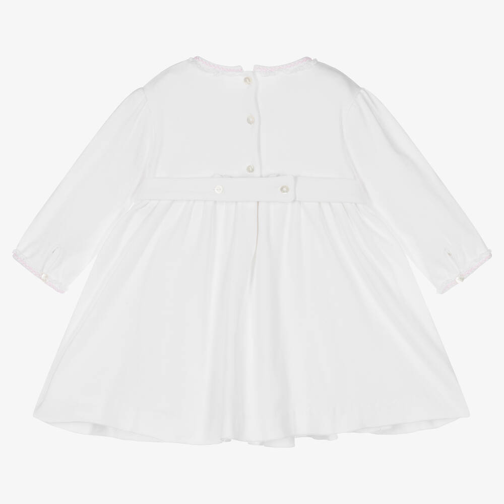Sarah Louise-Girls White Smocked Cotton Dress  | Childrensalon Outlet