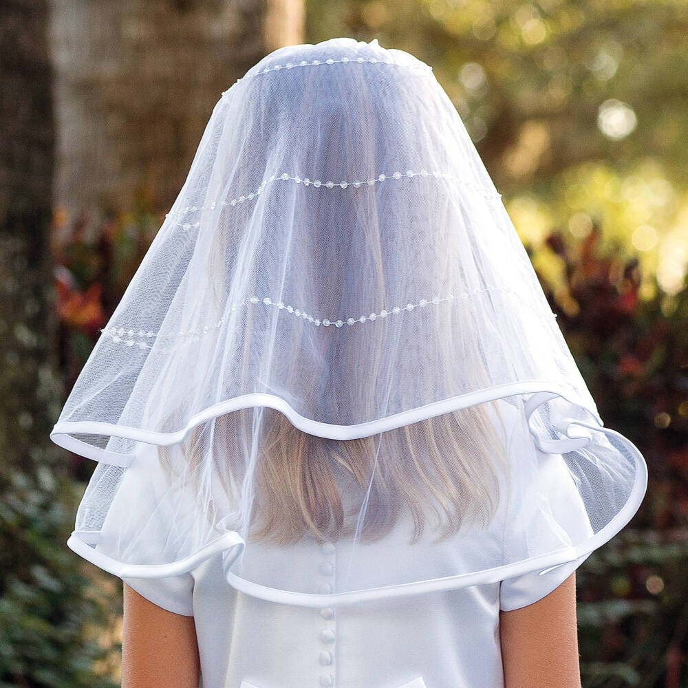 Sarah Louise-طرحة تول بيضاء مزينة بالترتر للبنات | Childrensalon Outlet