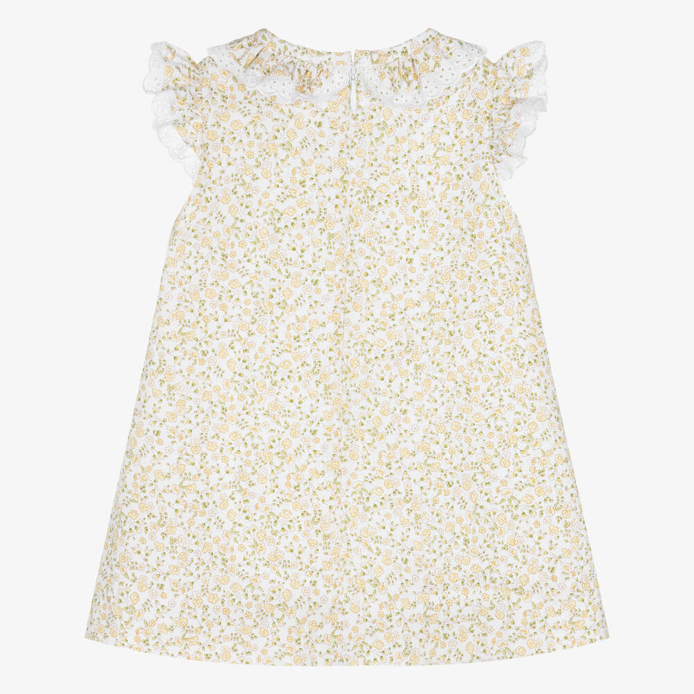 Sarah Louise-Girls Yellow Floral Cotton Dress | Childrensalon Outlet