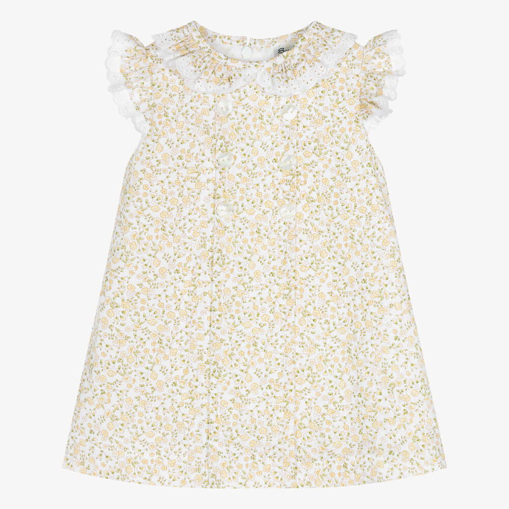 Sarah Louise-Girls Yellow Floral Cotton Dress | Childrensalon Outlet
