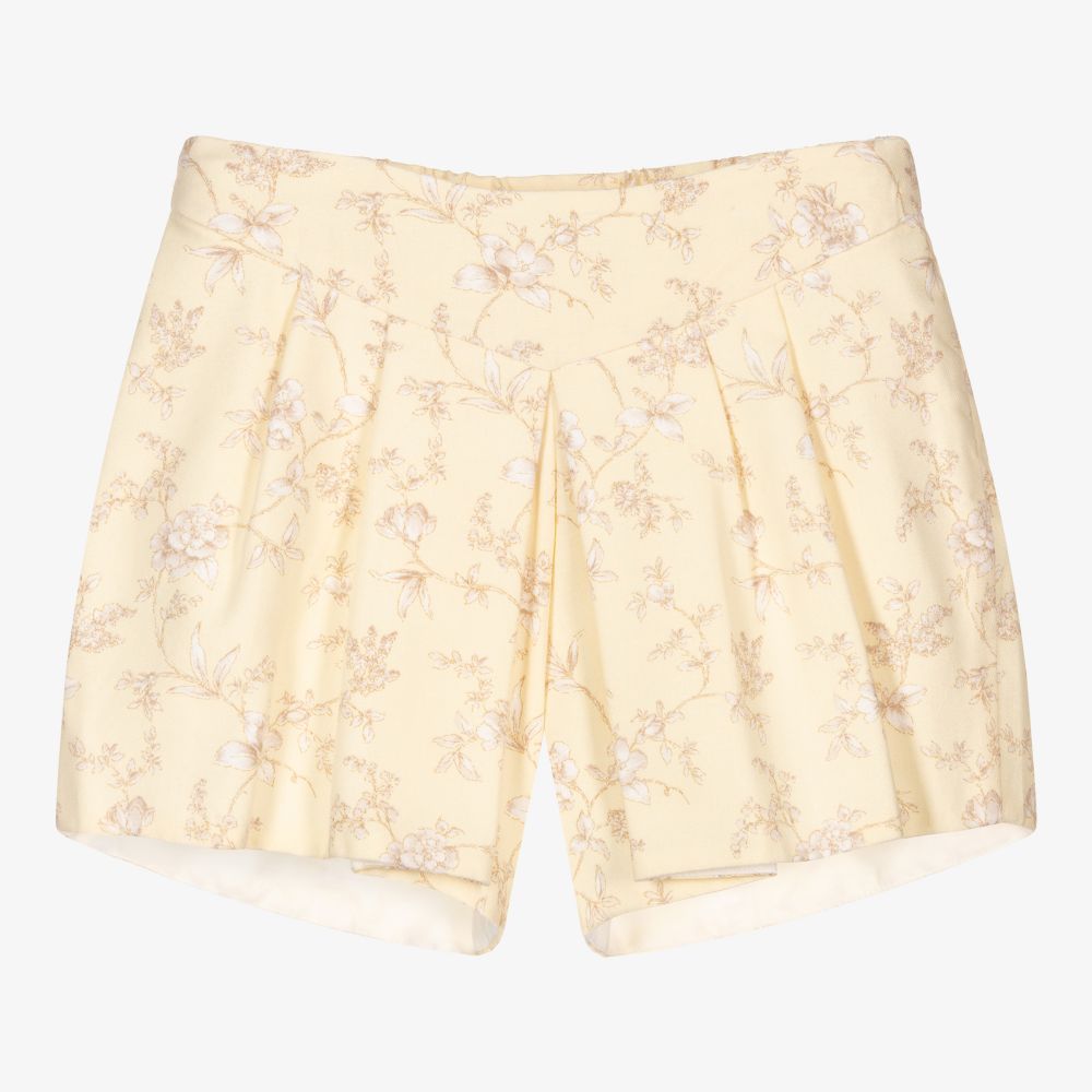 Sarah Louise - Girls Yellow Floral Shorts | Childrensalon