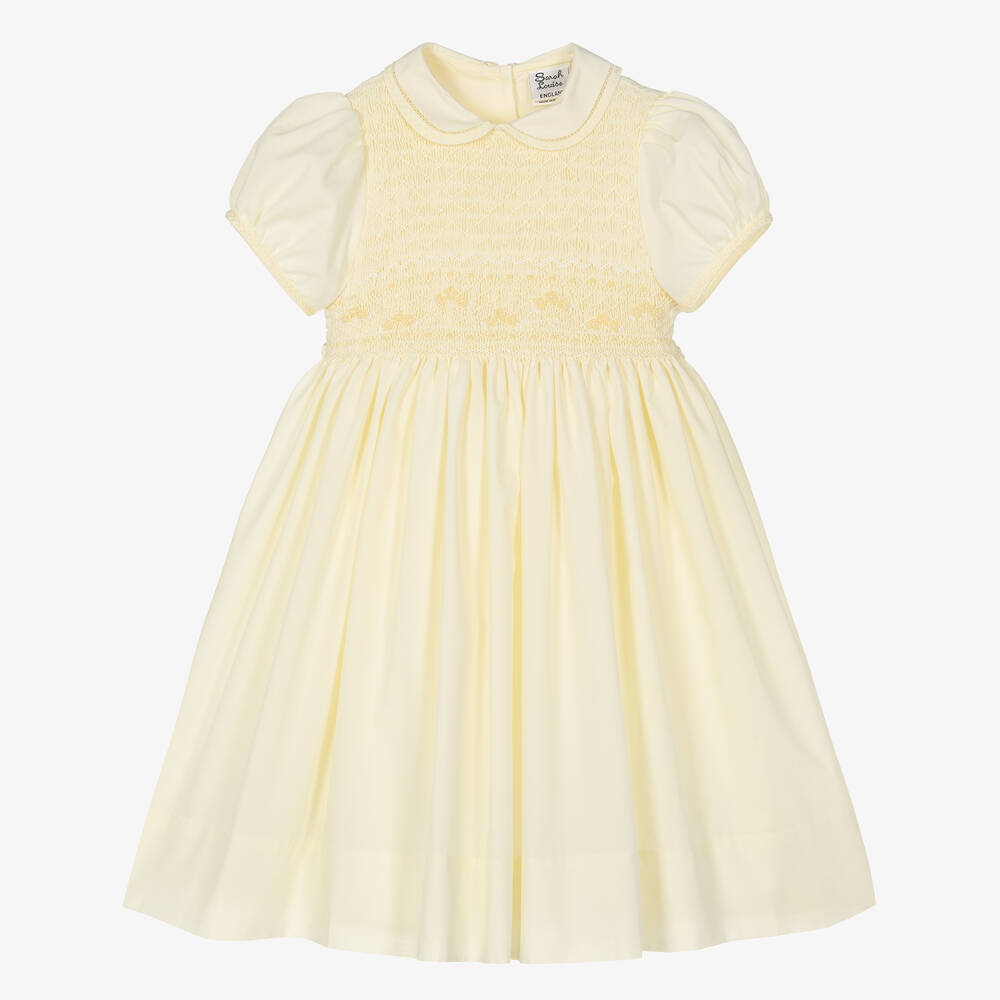 Sarah Louise Girls Yellow Hand Smocked Dress Childrensalon Outlet