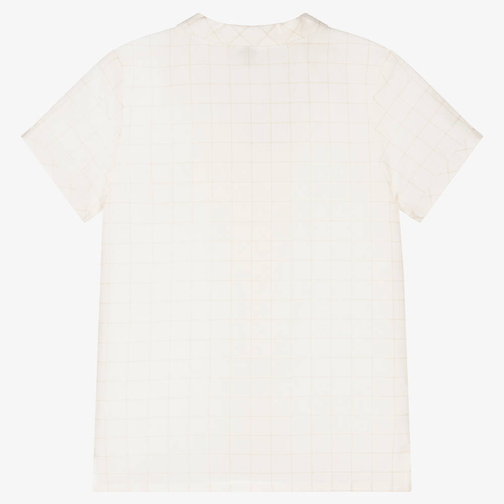 Sarah Louise-Ivory & Beige Check Linen Shirt | Childrensalon Outlet