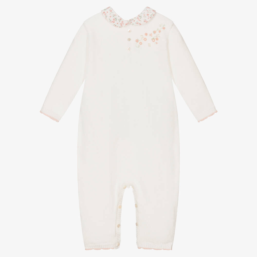 Sarah Louise - Ivory Cotton Knit Babysuit | Childrensalon