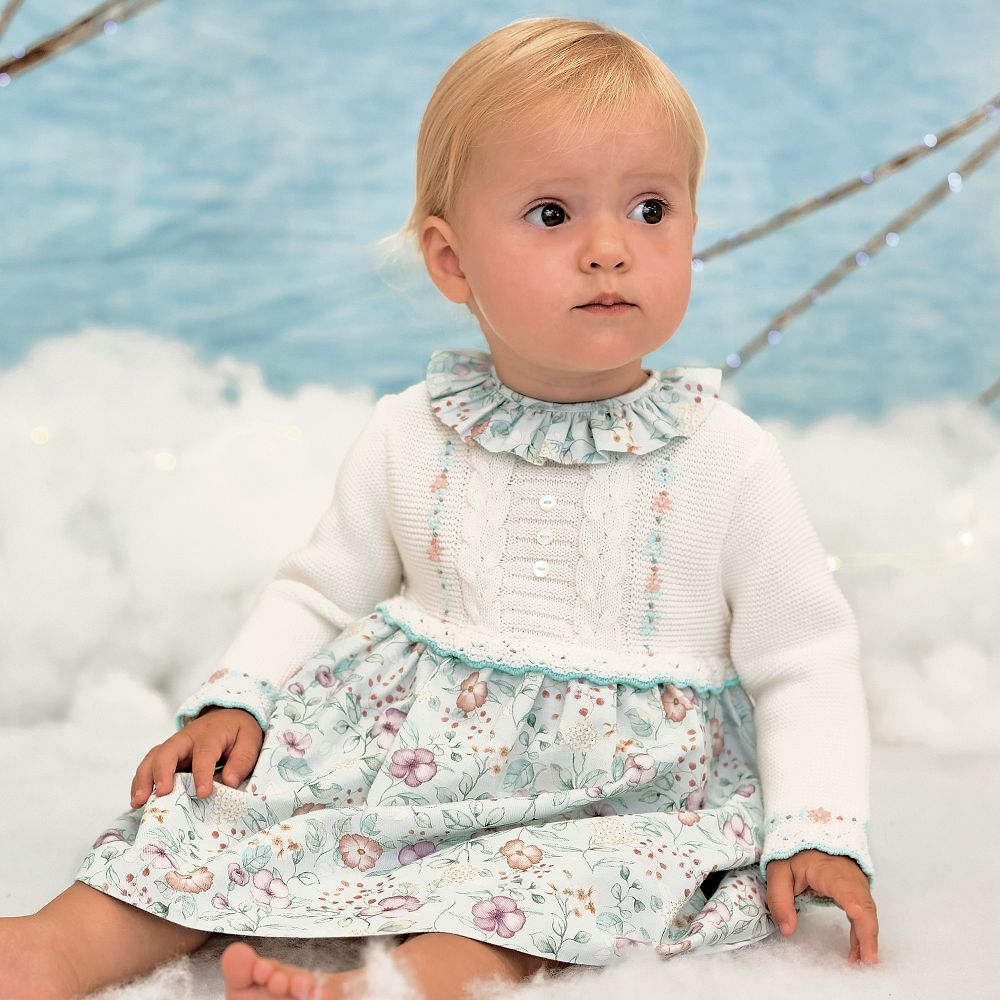 Sarah Louise Ivory Floral Cotton Dress Childrensalon Outlet