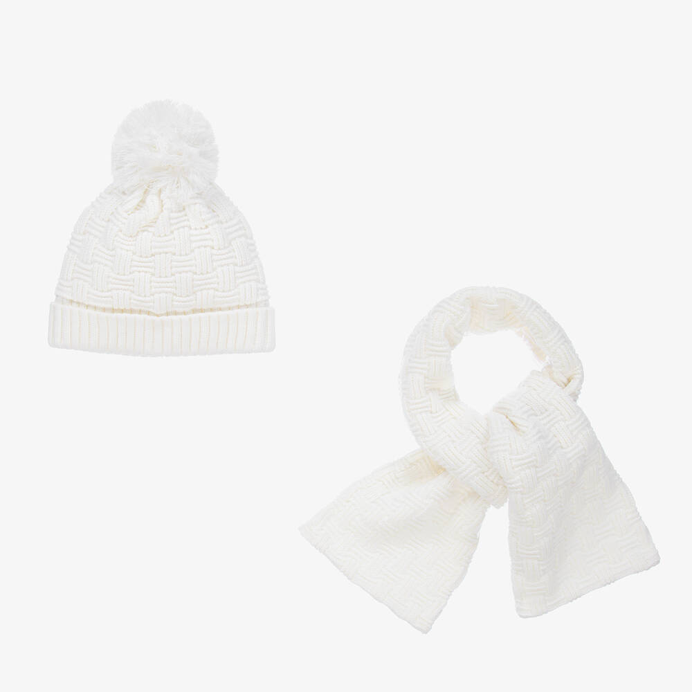 Sarah Louise - Ivory Knit Baby Hat & Scarf Set | Childrensalon