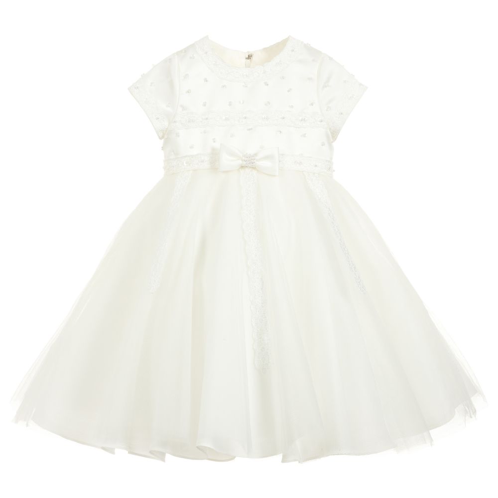Sarah Louise - Ivory Satin & Tulle Dress | Childrensalon