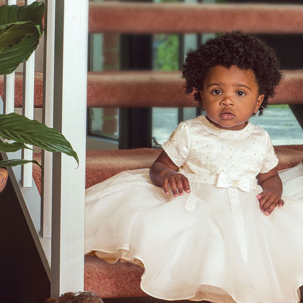 Sarah Louise Ivory Satin Tulle Dress Childrensalon Outlet