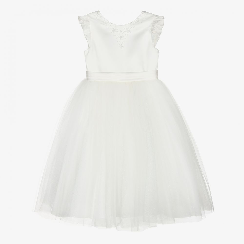 Sarah Louise-Ivory Satin & Tulle Dress | Childrensalon Outlet