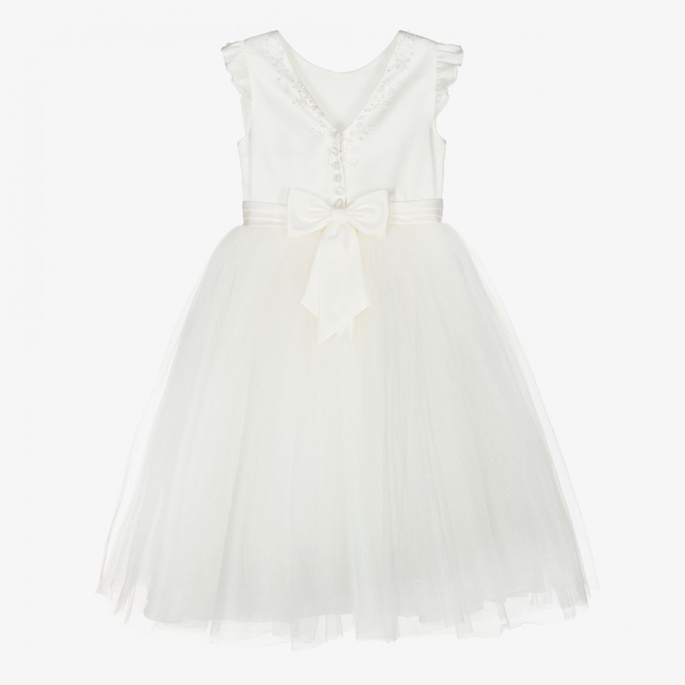 Sarah Louise-Ivory Satin & Tulle Dress | Childrensalon Outlet