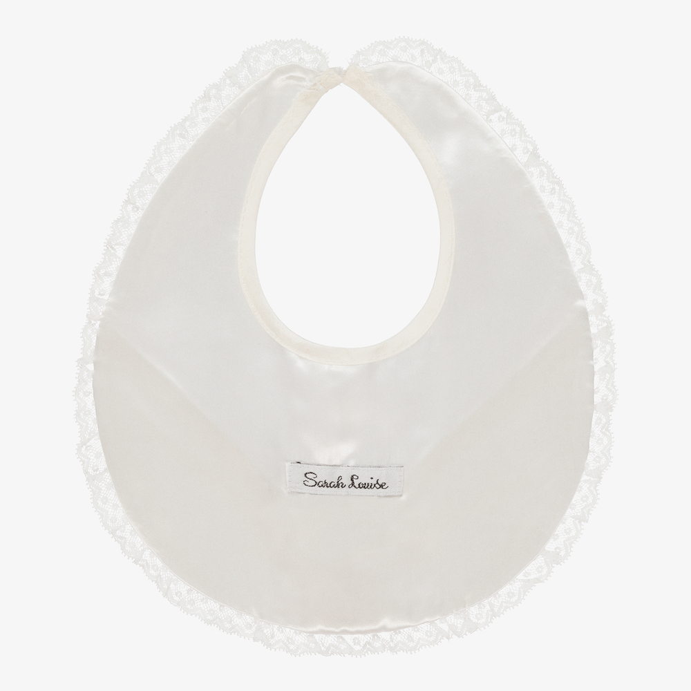Sarah Louise-Ivory Silk & Lace Bib | Childrensalon Outlet