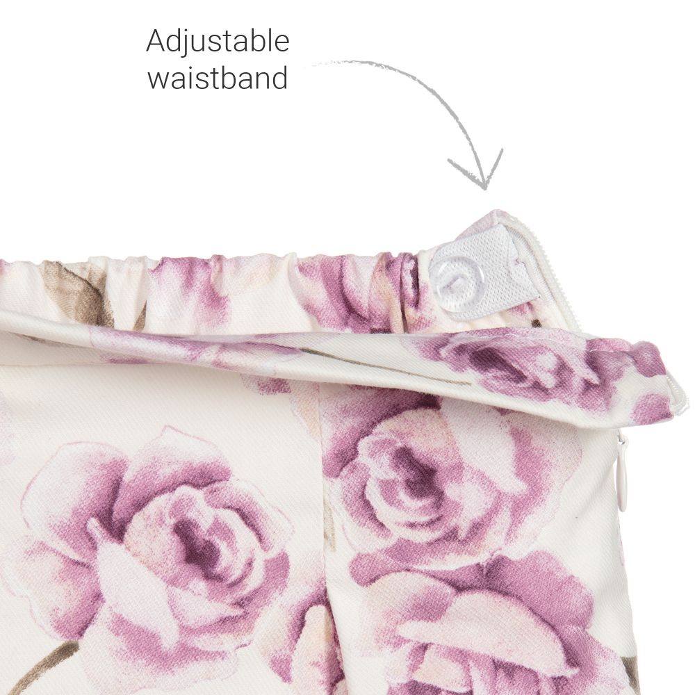 Sarah Louise-Ivory Wide Leg Floral Trousers | Childrensalon Outlet