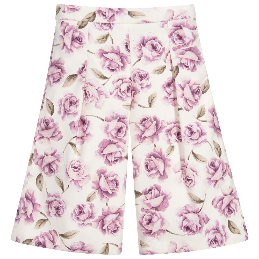 Sarah Louise - Ivory Wide Leg Floral Trousers | Childrensalon