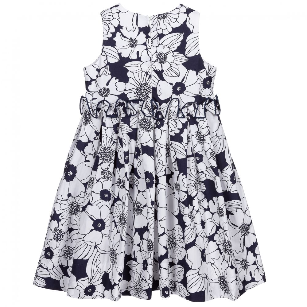 Sarah Louise-Navy Blue Floral Cotton Dress | Childrensalon Outlet