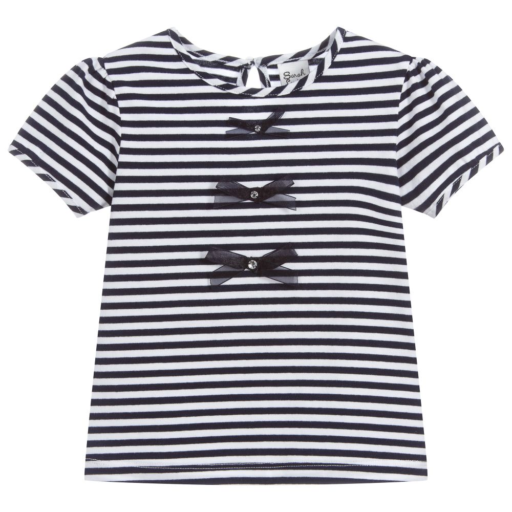 Sarah Louise - Navy Blue & White T-Shirt | Childrensalon