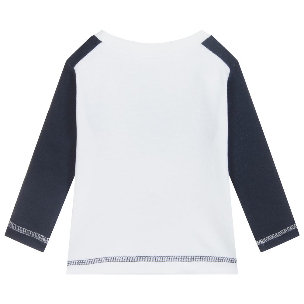 Sarah Louise-Navy Blue & White Top  | Childrensalon Outlet