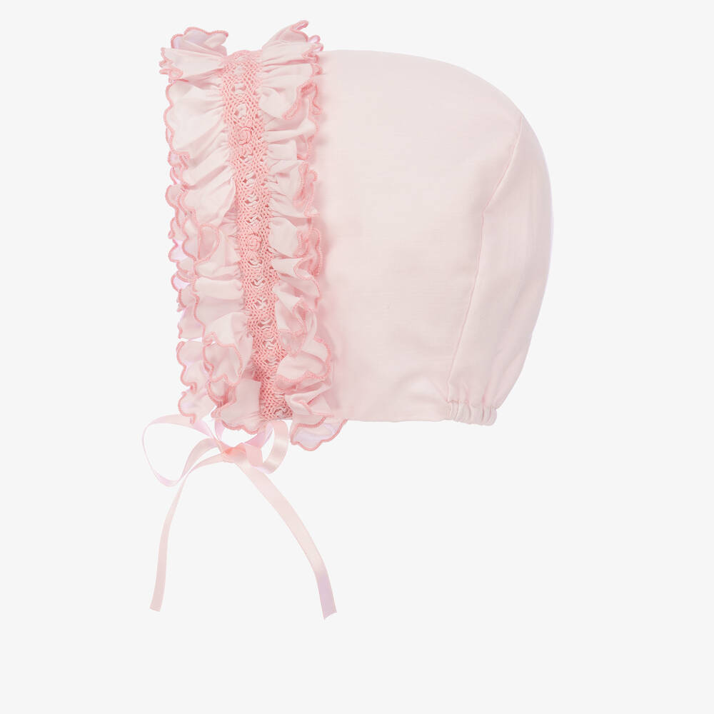 Sarah Louise-Pale Pink Smocked Baby Bonnet  | Childrensalon Outlet
