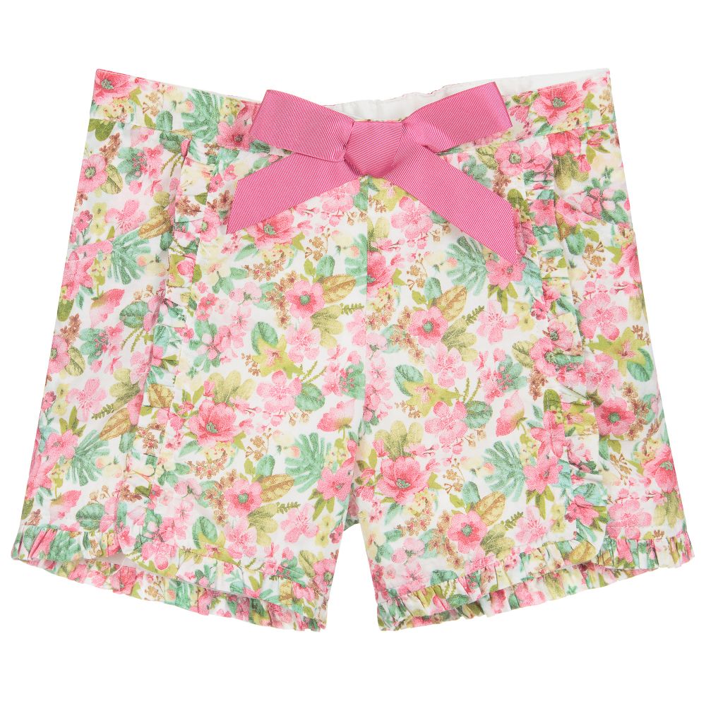 Sarah Louise - Pink Cotton Floral Shorts | Childrensalon