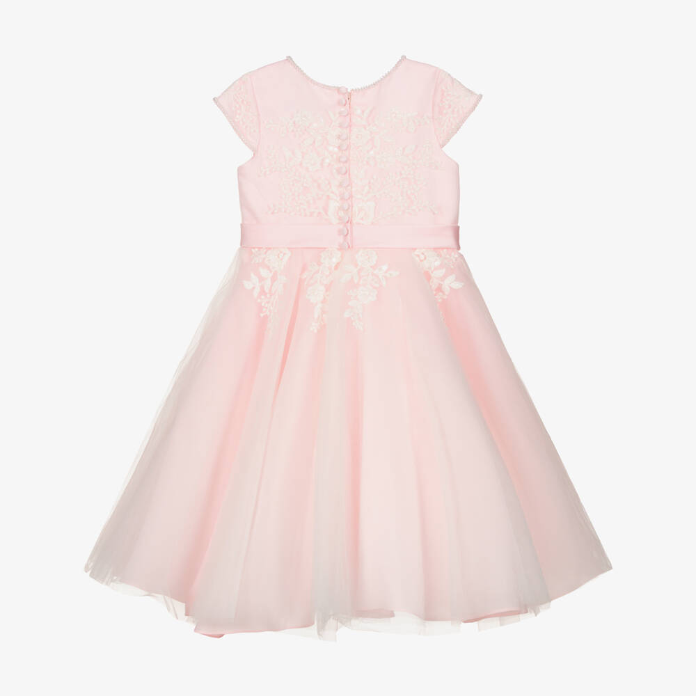 Sarah Louise-Pink Floral Lace & Tulle Frock | Childrensalon Outlet