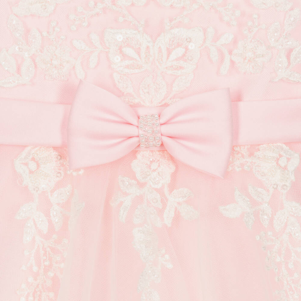 Sarah Louise-Pink Floral Lace & Tulle Frock | Childrensalon Outlet