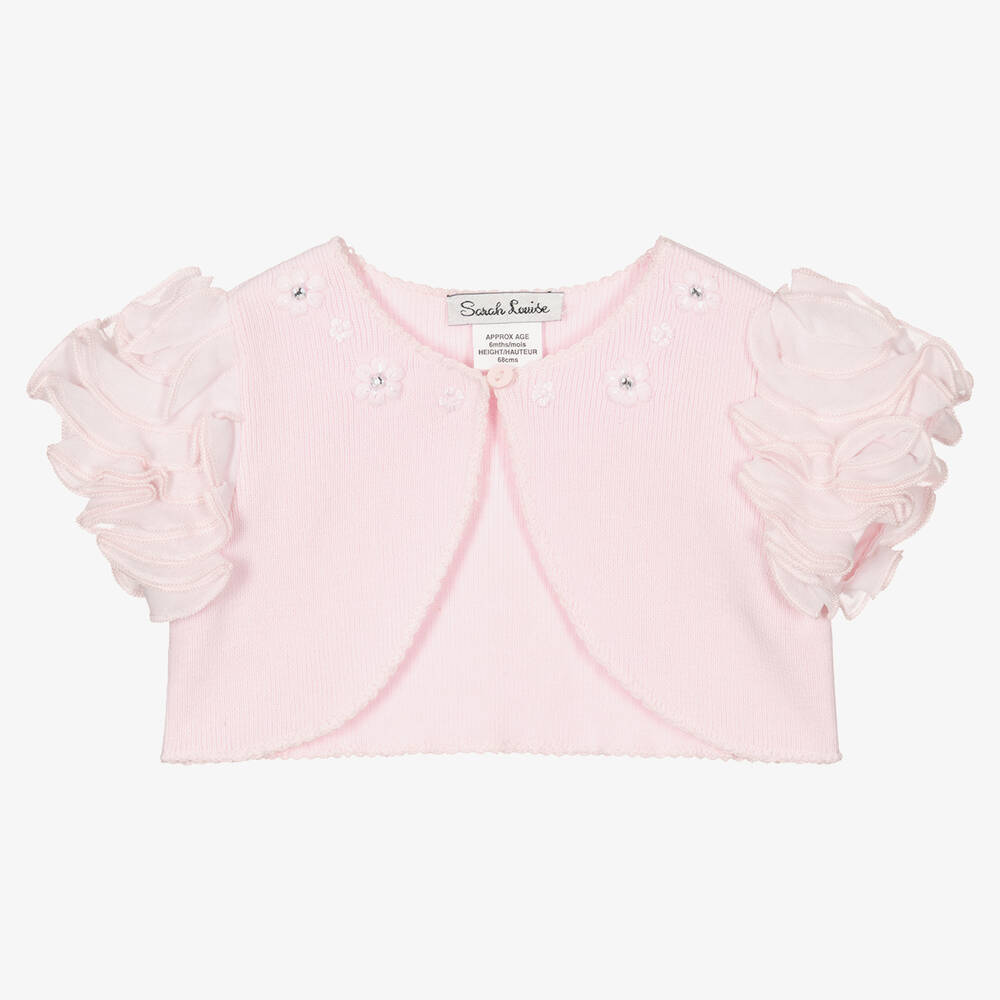 Sarah Louise - Pink Knitted Cotton Cardigan | Childrensalon