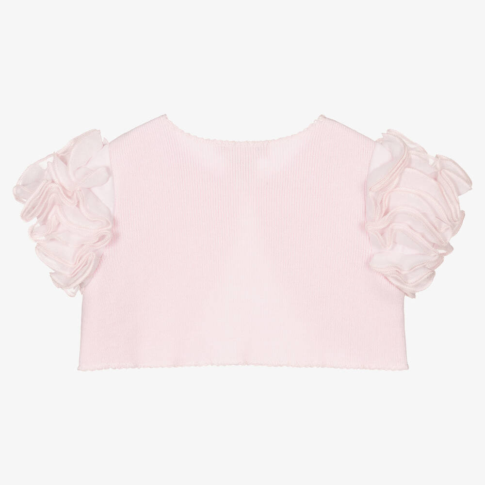 Sarah Louise-Pink Knitted Cotton Cardigan | Childrensalon Outlet
