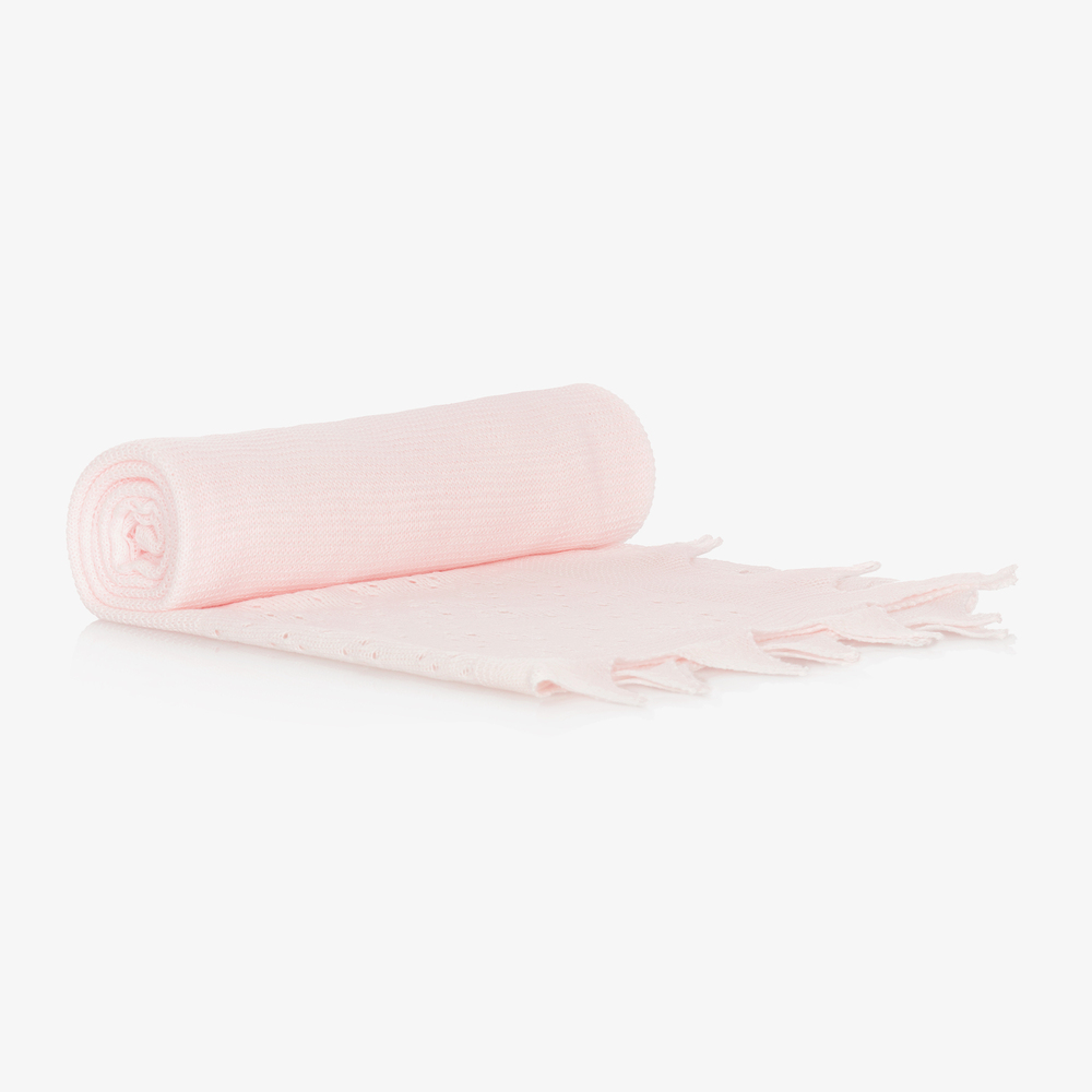 Sarah Louise-Pink Knitted Shawl (117cm) | Childrensalon Outlet