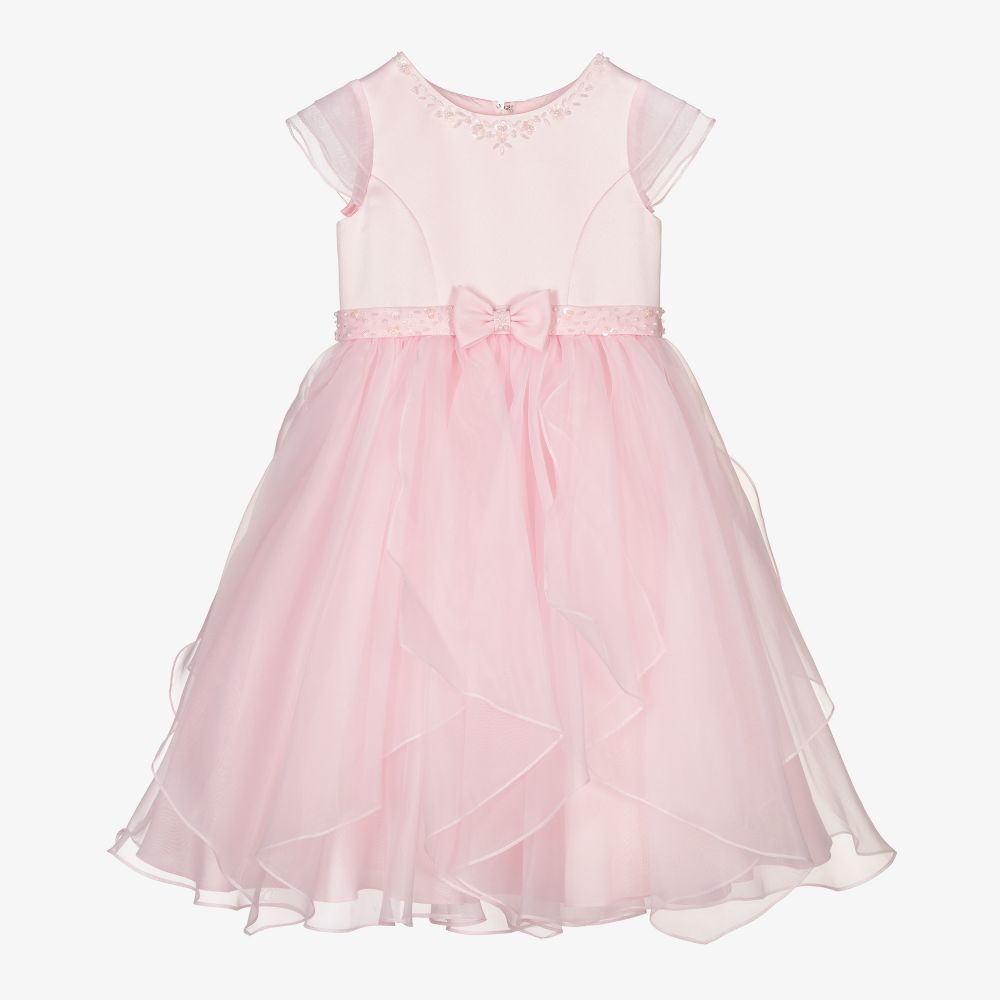 Sarah Louise - Pink Satin & Chiffon Dress | Childrensalon