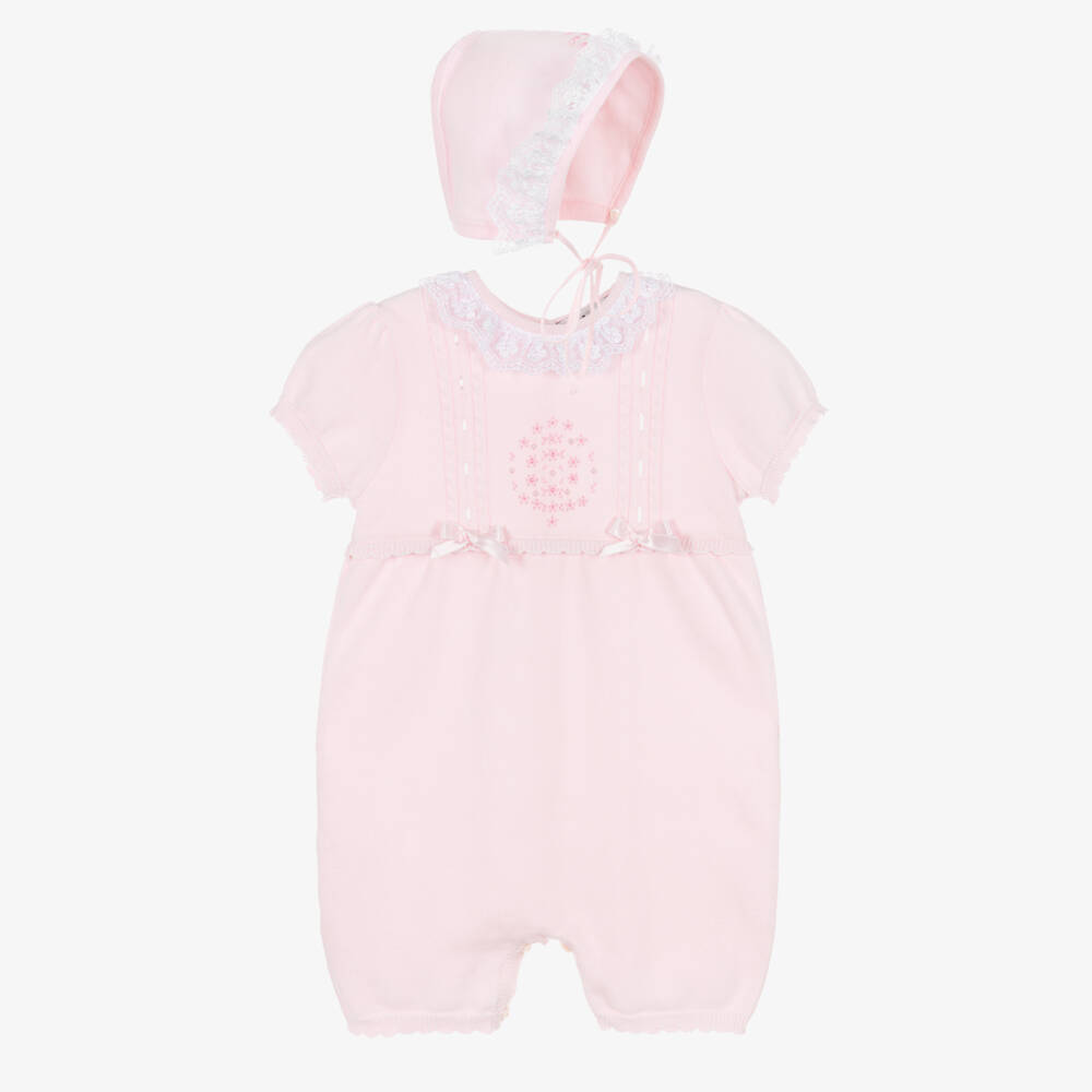 Sarah Louise-Pink Shortie & Bonnet | Childrensalon Outlet