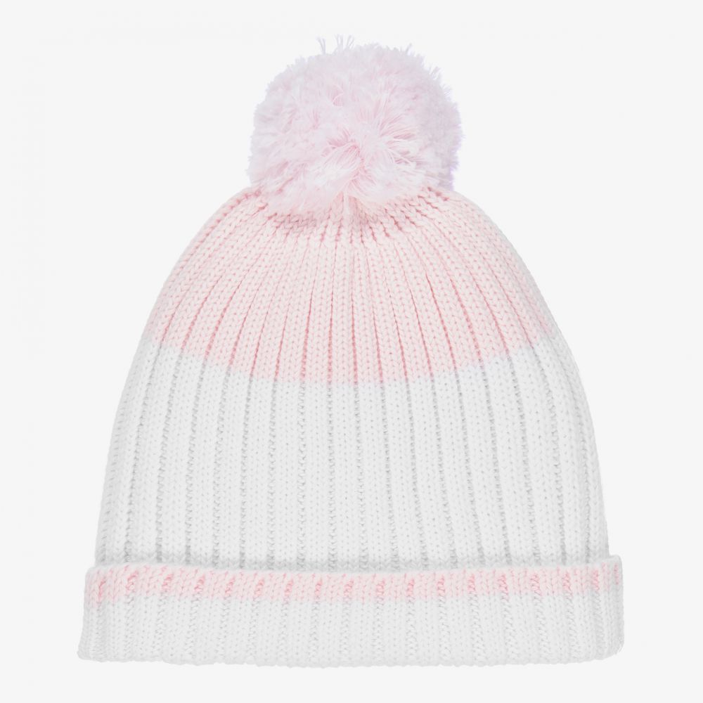 Sarah Louise - Pink & White Cotton Baby Hat | Childrensalon