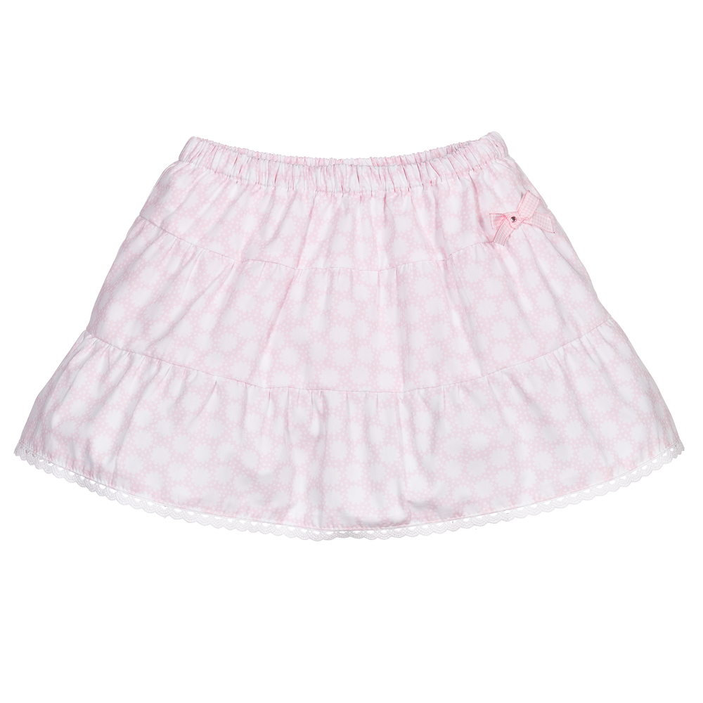 Sarah Louise - Pink & White Cotton Skirt | Childrensalon
