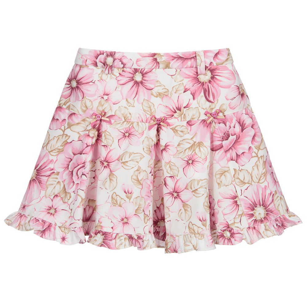 Sarah Louise - Pink & White Floral Skirt | Childrensalon