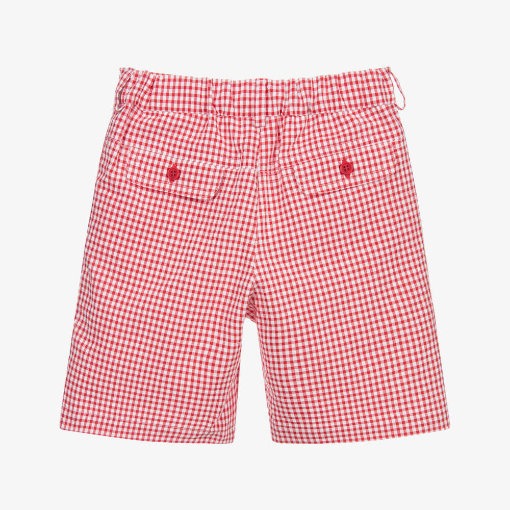 Sarah Louise-Red Check Cotton Shorts | Childrensalon Outlet