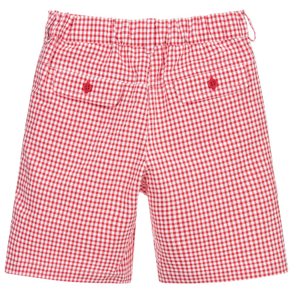 Sarah Louise-Red Check Cotton Shorts | Childrensalon Outlet