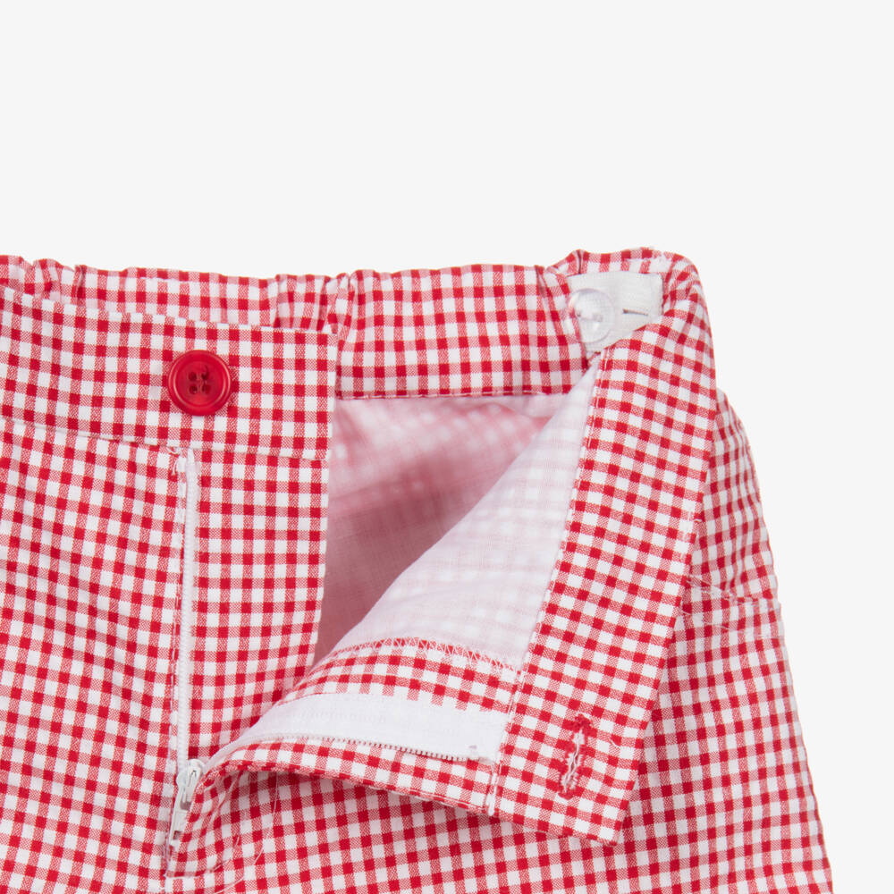 Sarah Louise-Red Check Cotton Shorts | Childrensalon Outlet