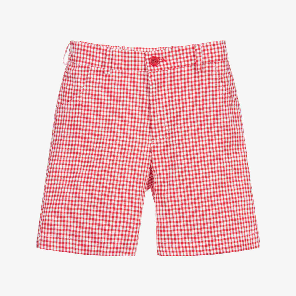 Sarah Louise-Red Check Cotton Shorts | Childrensalon Outlet