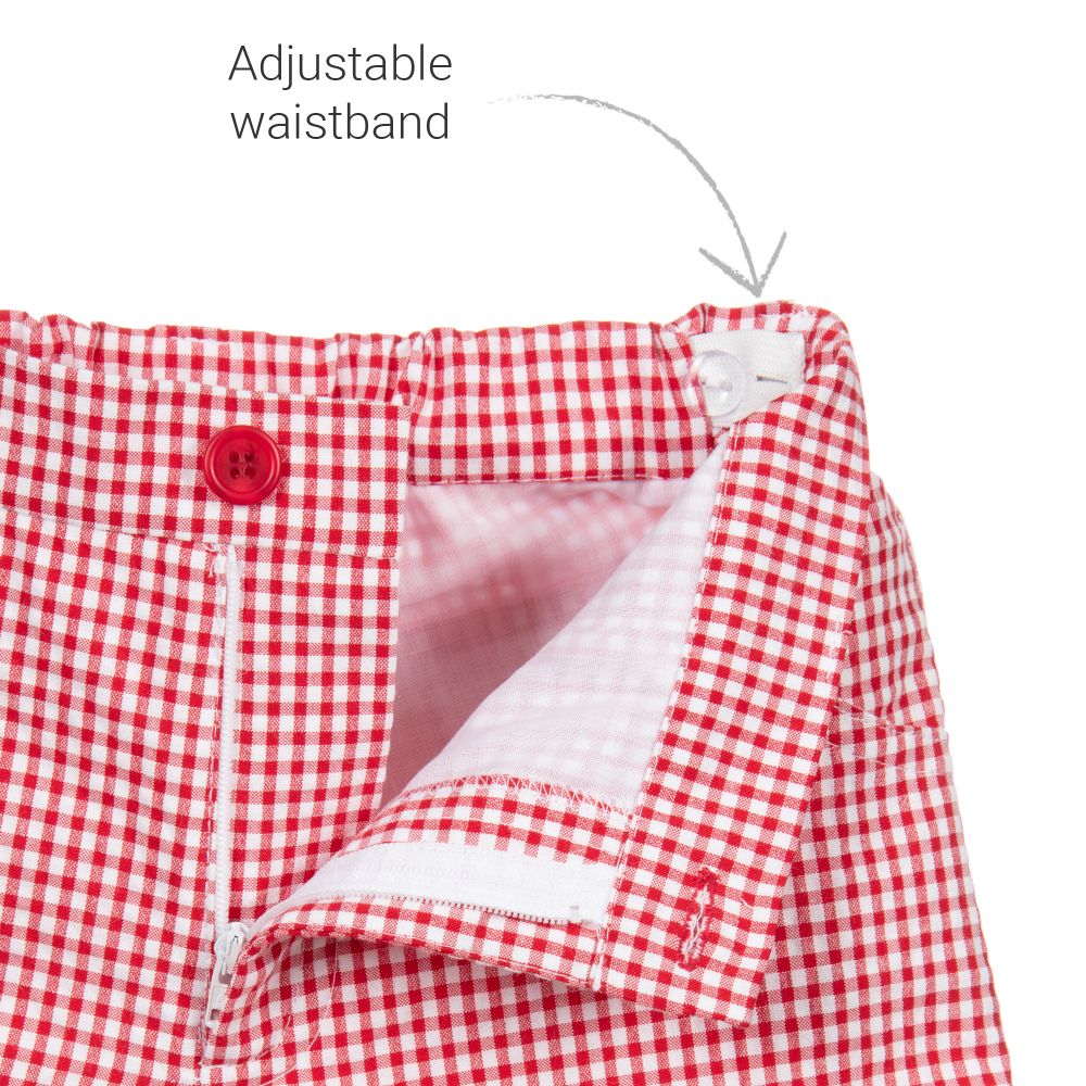 Sarah Louise-Red Check Cotton Shorts | Childrensalon Outlet