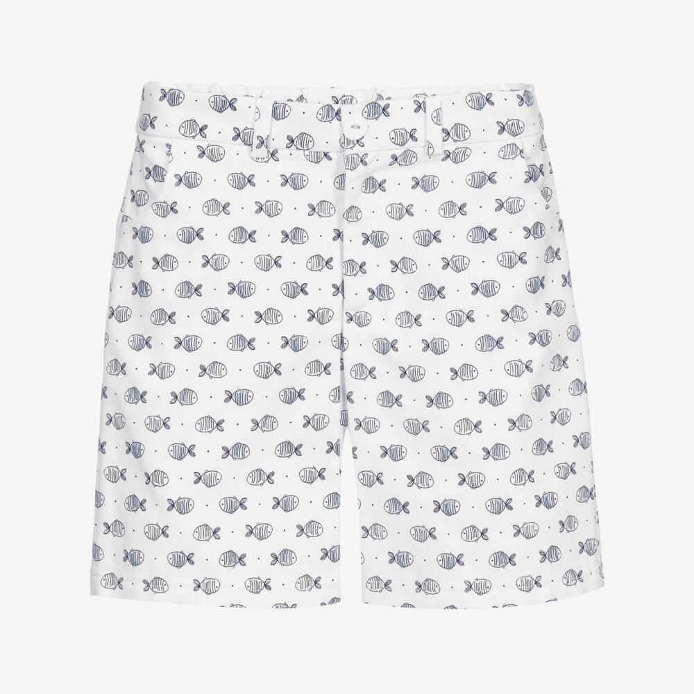 Sarah Louise-White & Blue Fish Shorts | Childrensalon Outlet