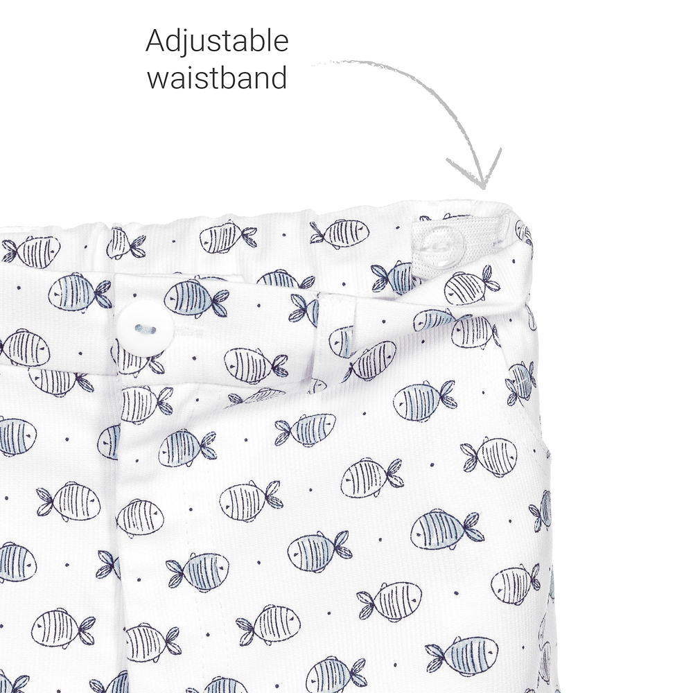 Sarah Louise-White & Blue Fish Shorts | Childrensalon Outlet
