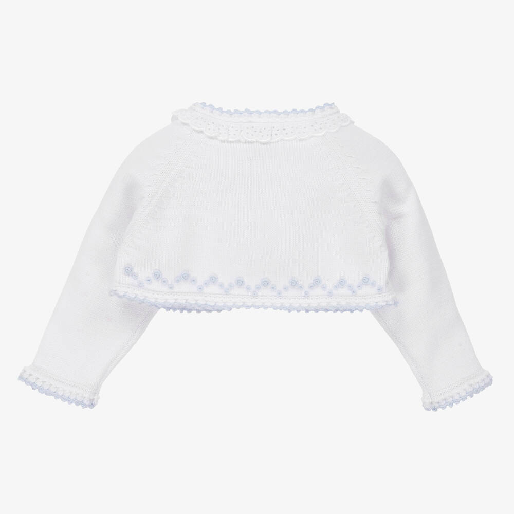 Sarah Louise-White & Blue Knitted Bolero Cardigan | Childrensalon Outlet