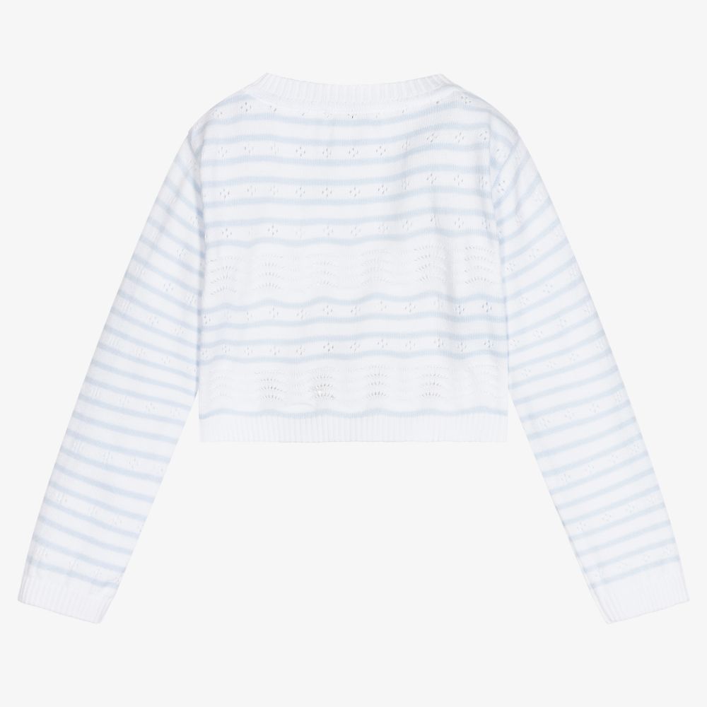 Sarah Louise-White & Blue Striped Cardigan | Childrensalon Outlet