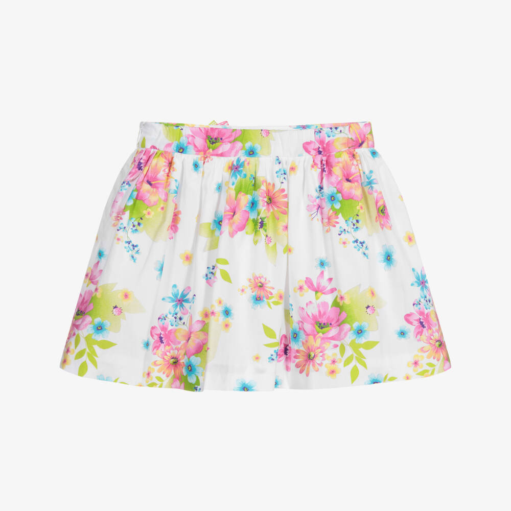 Sarah Louise-White Cotton Floral Skirt | Childrensalon Outlet