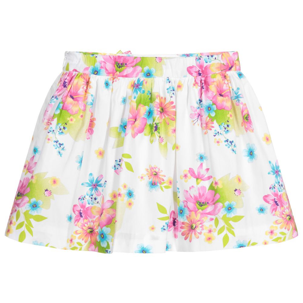 Sarah Louise-White Cotton Floral Skirt | Childrensalon Outlet