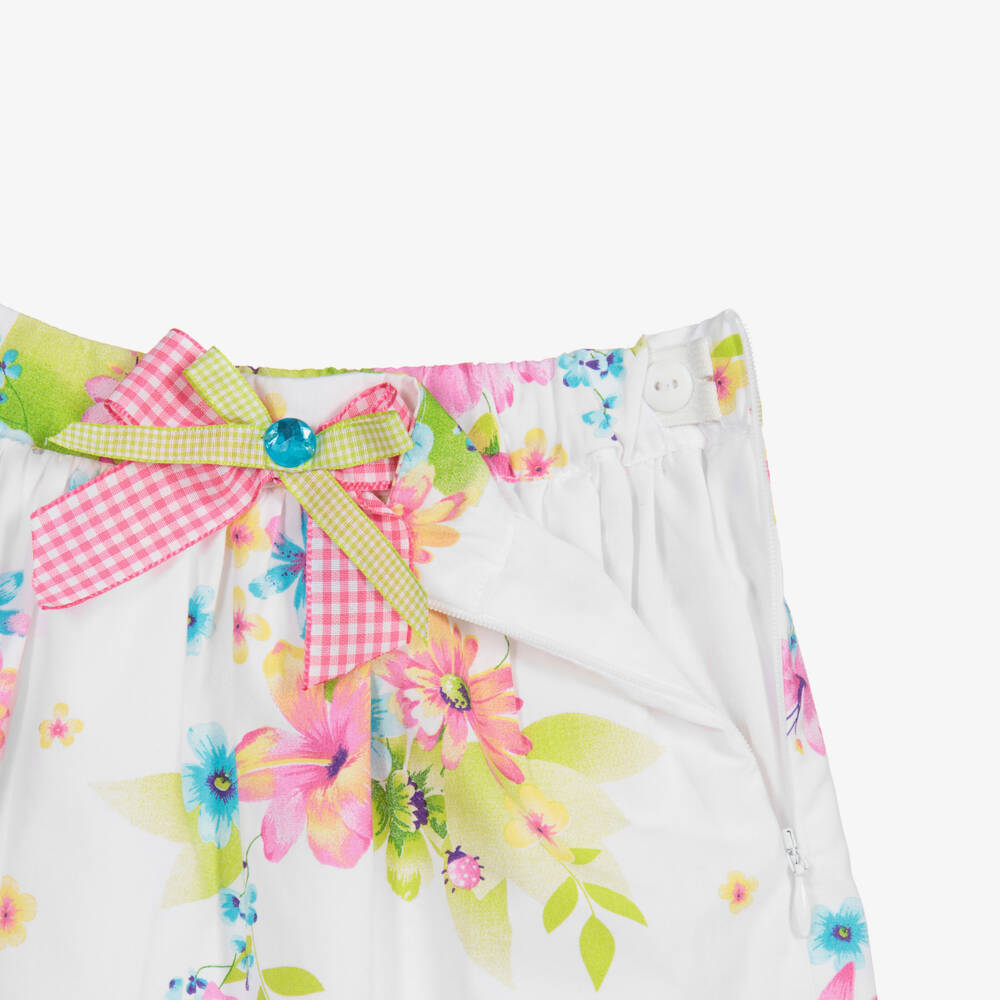 Sarah Louise-White Cotton Floral Skirt | Childrensalon Outlet