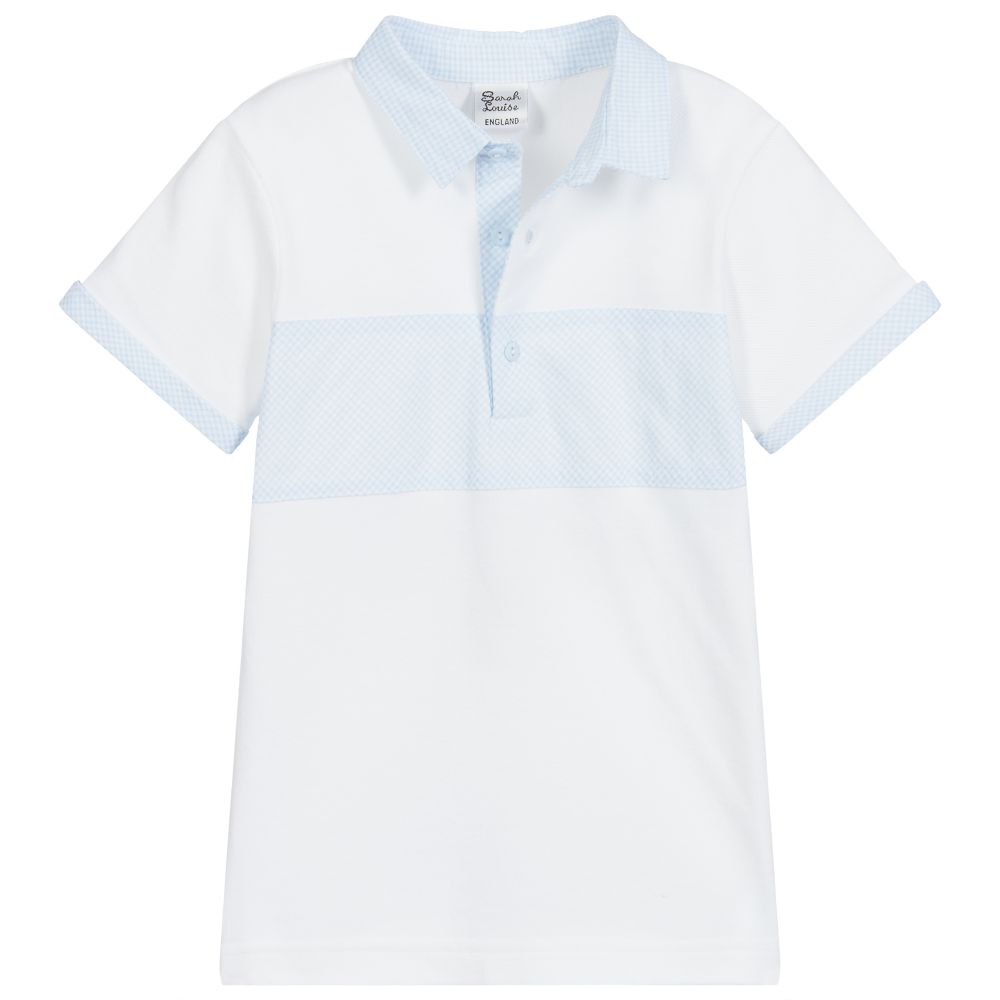 Sarah Louise-White Cotton Polo Shirt | Childrensalon Outlet