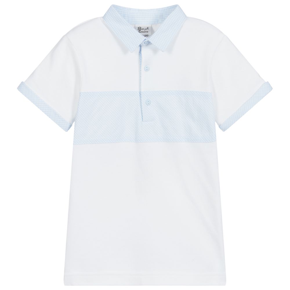 Sarah Louise - White Cotton Polo Shirt | Childrensalon