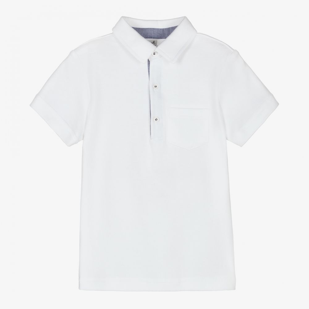 Sarah Louise - White Cotton Polo Shirt | Childrensalon